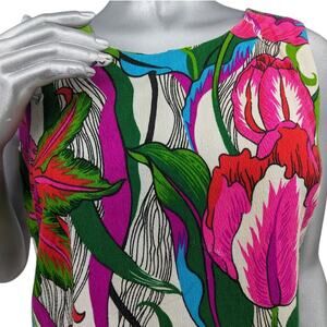 Vintage 1970's Neon ALOHA AUTHENTIC HAWAIIAN ORIGINALS Cotton Keyhole Maxi Dress